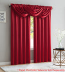 3 of 3:Bridget Crushed Satin Rod Pocket Panel and Waterfall Valance Window Treatments, Red 