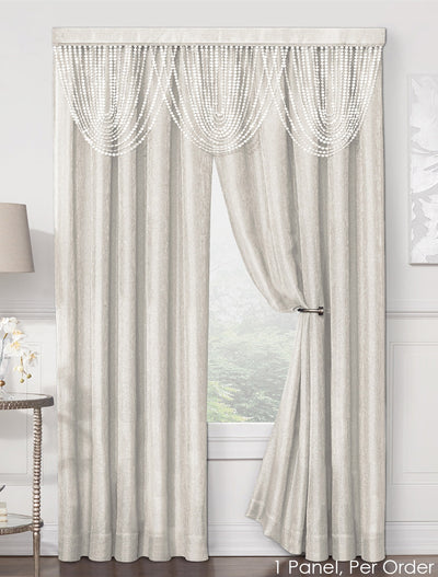 2 of 3:Luna Mesh Metallic Rod Pocket Window Panel and Valance Treatments, Ivory 