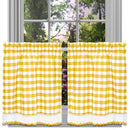 2 of 3:Buffalo Check Gingham Kitchen Curtain Separates, Yellow, 58x14 & 58x36 Inches 