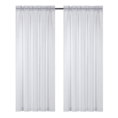 2 of 3:Gina Faux Canvas Metallic Rod Pocket Window Panel and Valance Treatments, White 