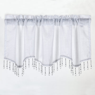 3 of 3:Gina Faux Canvas Metallic Rod Pocket Window Panel and Valance Treatments, White 