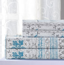 2 of 4:Juego de sábanas estampado Willow de Essential Collection, azul grisáceo 
