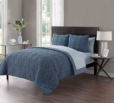2 of 4:Iron Gate Embossed 7-Piece Bed In A Bag Comforter Set, Blue 