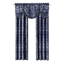 2 of 4:Charlotte Floral Design Panel de ventana con bolsillo para barra y tratamientos de cenefa, azul marino 