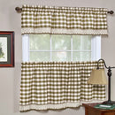 1 of 3:Buffalo Check Gingham Kitchen Curtain Separates, Taupe, 58x14 & 58x36 Inches 
