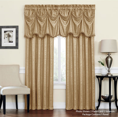 1 of 3:Bellini Jacquard Medallion Design Window Panel And Valance Treatments, Mocha 