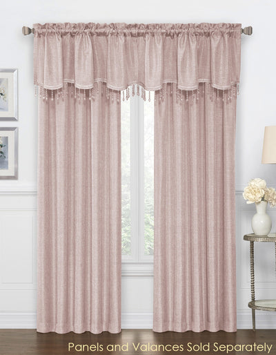 1 of 3:Gina Panneau de fenêtre et cantonnière en fausse toile métallique avec passe-tringle, rose 