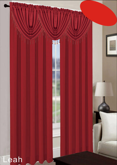 1 of 3:Leah Jacquard Textured Window Panel And Valance Treatments, Burgundy 