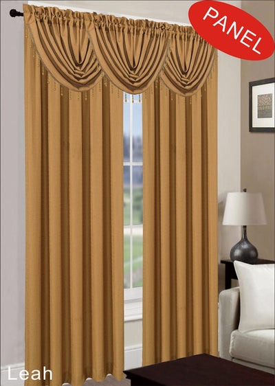 1 of 3:Leah Jacquard Textured Window Panel And Valance Treatments, Gold 