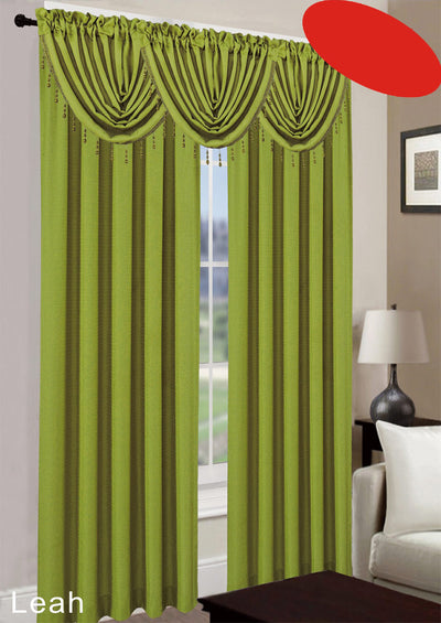 1 of 3:Rideaux et cantonnières texturés en jacquard Leah, sauge 