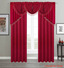 1 of 3:Angelina Jacquard Rose Design Rod Pocket Window Panel, Valance and Swag Treatments, Red 