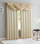 1 of 3:Bridget Crushed Satin Rod Pocket Panel and Waterfall Valance Window Treatments, Beige 