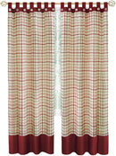 2 of 4:Rideau de fenêtre à pattes boutonnées Tattersall - 52 x 84 - Bordeaux 