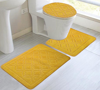 1 of 1:Ensemble de tapis de bain Catherine 3 pièces, format géant, jaune mangue 