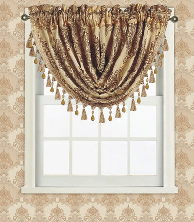 2 of 3:Fiona Jacquard Medallion Rod Pocket Panel And Valance Treatments, Gold 