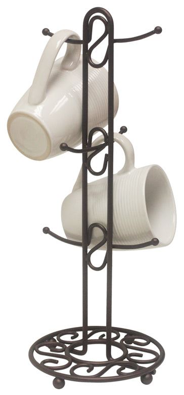 1 of 6:Home Basics Scroll Collection Mug Tree Holder, Rustic Bronze 