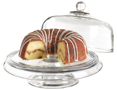 1 of 5:Anchor Hocking Presence 4-in-1 Cake Plate and Dome Stand Set, Clear 
