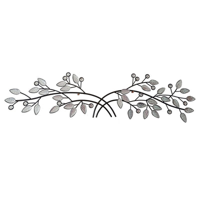 1 of 1:Branche en métal de qualité supérieure avec feuilles en cristal, décoration murale, noir, 40 x 10 pouces 