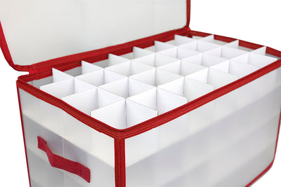 3 of 5:Home Basics Cubo de almacenamiento de adornos con cremallera de 112 compartimentos, rojo, 20.5 x 12 x 12 pulgadas 