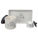 3 of 4:Home Basics Le Bain Paris Juego de recipientes de cerámica de 2 piezas con bandeja de tocador de cerámica a juego, color blanco 