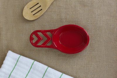 5 of 8:Home Basics Cast Iron Chevron Design Spoon Rest, Red, 7.5x3.5x1.3 Inches 