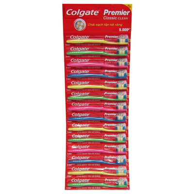 1 of 1:Brosses à dents Colgate Premier Classic Clean, paquet de 14 – Moyenne 