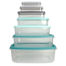3 of 4:Home Basics Juego de recipientes de almacenamiento de alimentos de plástico de 14 piezas con tapas de plástico de ajuste seguro, multicolor 