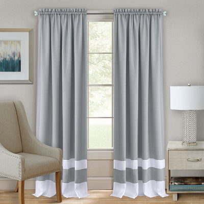 5 of 6:Darcy Textured Rod Pocket Window Panel, Grey-White, 52x84 Inches 