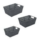 1 of 3:Simplify 3 Pack Set Rattan Tote Storage Baskets, Charcoal 