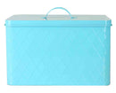 1 of 5:Boîte à pain vintage Home Basics en étain, motif losanges, turquoise, 33,5 x 21,5 x 25,4 cm 