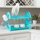 5 of 7:Home Basics 2 Tier Plastic Dish Drainer, Turquoise 
