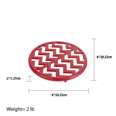 8 of 8:Dessous de plat en fonte à chevrons Home Basics, rouge, 20 x 13 cm 