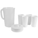1 of 4:Home Basics 2 LT Classic Plastic Pitcher with Four Tumblers, White 