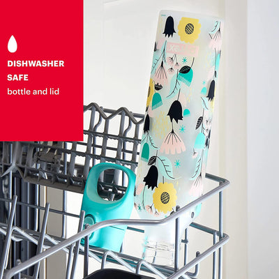 3 of 6:Pyrex Color Changing Glass Water Bottle with Silicone Coating, Florals Bold, 17.5 Ounces 
