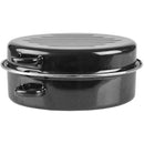 1 of 6:Plat à rôtir ovale profond en acier au carbone émaillé antiadhésif Home Basics avec couvercle, noir, 30,5 cm 