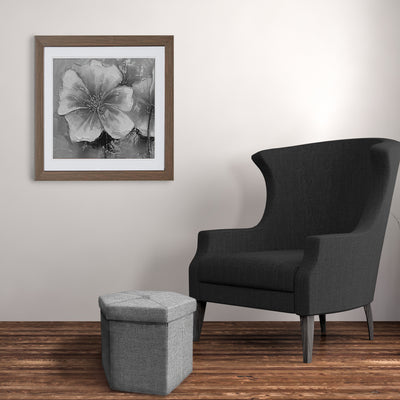2 of 6:Collapsible Hexagon Storage Ottoman, Grey Linen, 15x15x15 Inches 