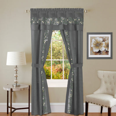 5 of 6:Ensemble complet Fairfield 5 pièces, panneau, cantonnière et embrasse, gris, 55 x 84 pouces 
