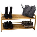 1 of 4:Home Basics 2 Tier Slatted Shelf Bamboo Shoe Rack, Natural 