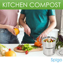 2 of 8:Spigo Steel Kitchen Compost Bin With Vented Charcoal Filter and Bucket, Satin Silver, 1 Gallon 