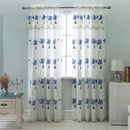 1 of 8:Vittoria Floral Embroidered Double Panel With Attached Valance, Navy, 54x84 Inches 