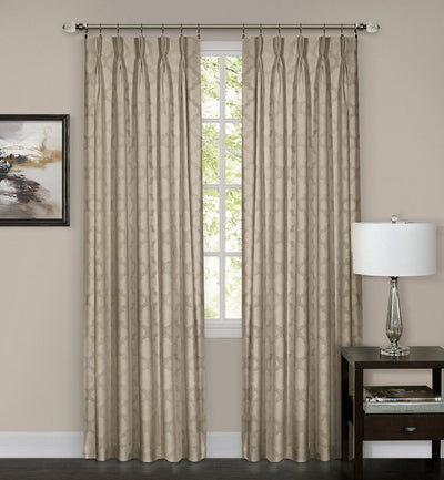 2 of 2:Windsor Quatrefoil Room Darkening Pinch Pleated Panel, Camel, 34x84 Inches 