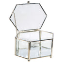 2 of 4:Accueil Détails Boîte à souvenirs vintage en verre en forme de losange avec fond miroir, argentée 