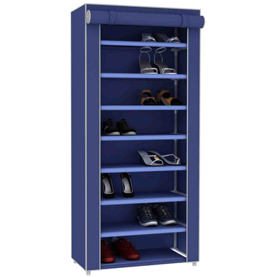 2 of 5:Home Basics 8 Tier Portable Polyester Shoe Closet, Navy, 23x12x54 Inches 