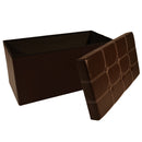 5 of 8:Pouf de rangement pliable et capitonné, similicuir marron, 76 x 38 x 38 cm 