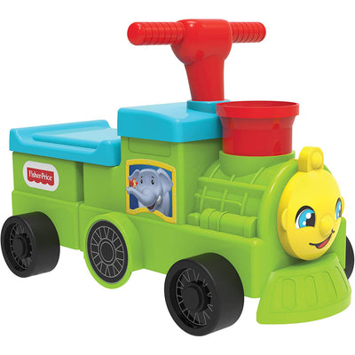 2 of 3:Fisher-Price Ride On for Kids and Baby Extra-Wide Wheels Tootin’ Train Ride-On, Blue 