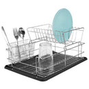 2 of 6:Home Basics Deluxe 2-Tier Dish Draining Rack with Plastic Tray, Black, 12x17x8 Inches 