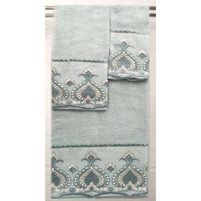 1 of 1:Simpatico 3-Piece Floral Embroidered Cotton Decorative Bath Towel Set, Sage 