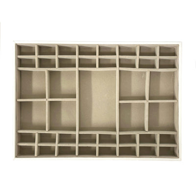 1 of 2:PREMIUS Ultimate Jewelry Storage Solution, Stackable Tray, 14x10x1 Inches, Gray-White, 41 Compartments 