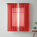1 of 1:Lisa Plaid Sheer Rod Pocket Panel, Red, 55x63 Inches 