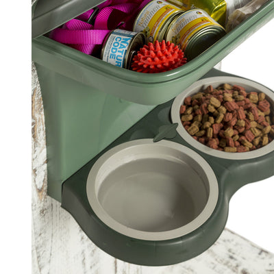 3 of 4:Bama Pet Mountable Food Stand with Storage Compartment, Green, Average Dog Size 